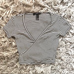 [Forever 21] Striped Ribbed Crop Top